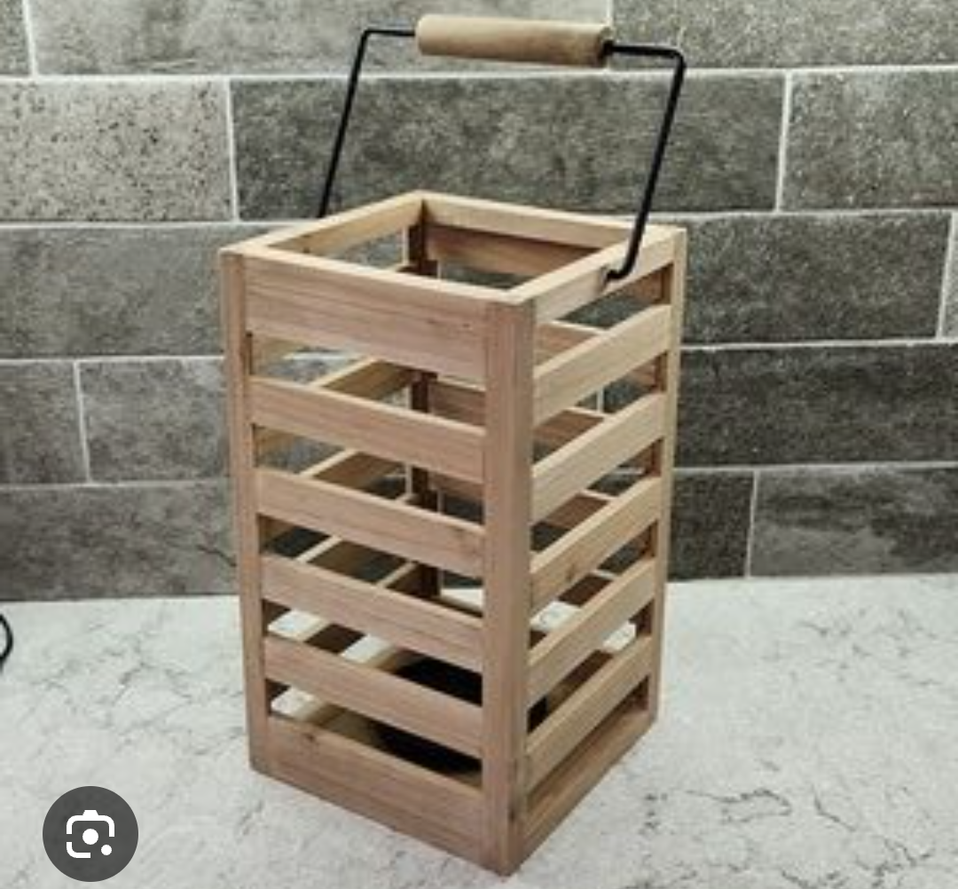 Natural Wood Open Frame Lantern