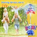 JOI MEW UFO Water Sprinkler for Kids, Water Rocket Toy Outdoor Summer Play W/Light & Spin, Adjustable Height Water Launcher, DIY Space Sticker, Backyard Lawn Gift for Girls Boys 3-12 Year Old Blue