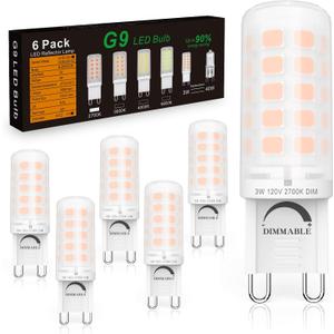 BAOMING G9 LED Bulb Dimmable 3W, 40 Watt T4 G9 Halogen Equivalent, 2700K Soft Warm White, 120V No-Flicker, Chandelier Lighting 420LM (6 Pack)