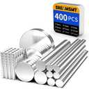 Small Magnets, 400 Pack Refrigerator Magnets of 8 Different Sizes, Rare Earth Magnet Neodymium Magnet for Crafts, DIY, Whiteboard, Billboard in Home, Kitchen, Office, School