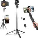 KINGJOY 66" Camera Tripod & Phone Selfie Stick, Lightweight Portable Travel Tripod Stand with Wireless Remote, Lockable Tripod,Compatible with Phone/iPhone/Camera for Photography & Vlogging
