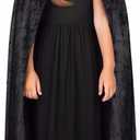 ROMASA Kids Hooded Velvet Cloak,Halloween Costume Cape,Fancy Cosplay Robe for Dress Up Party