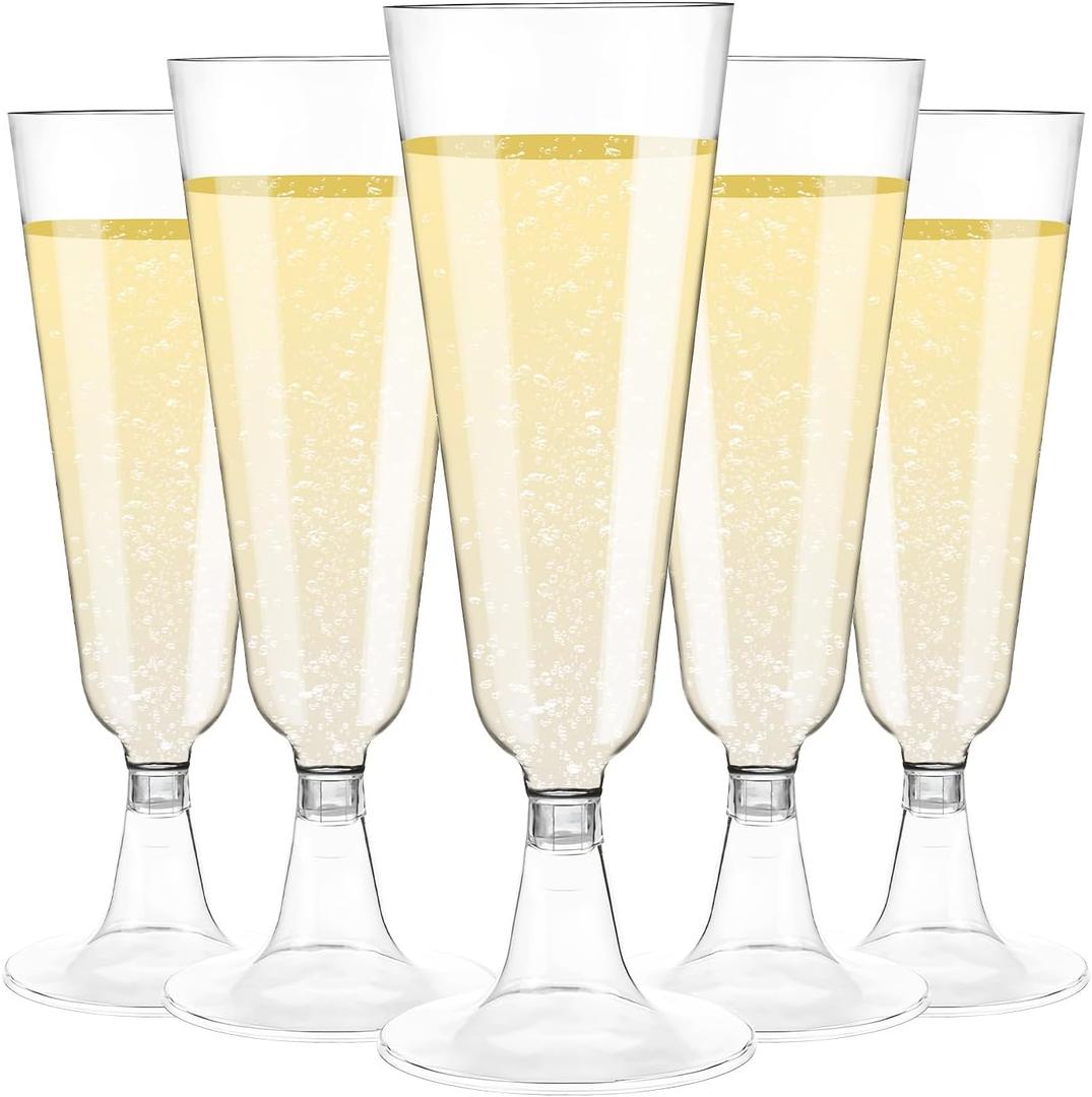 Plastic Champagne Flutes 40 Pack Disposable Glasses 5.5 Oz Clear Plastic Toasting Glasses for Party Wedding Thanksgiving Birthday