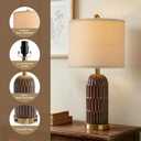 22.5" Bedside Table Lamps Set of 2, Farmhouse Table Lamp with USB A+C Charging Ports, Vintage Nightstand Lamp for Bedrooms and Living Rooms, Mid Century Modern End Table Lamp, Brown and Gold