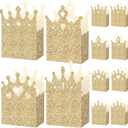 Outus 20 Pieces Princess Crown Boxes Glitter Princess Boxes Crown Candy Box Gold Party Favor Wedding Birthday Baby Shower Supplies