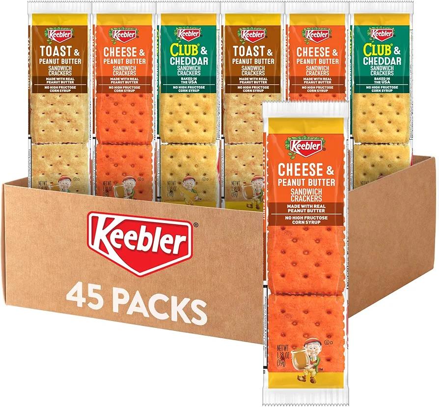 Keebler Sandwich Crackers, Lunch Snacks, Variety Pack (45 Packs) EXP. 05/09/26