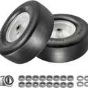 2 Pack 13x5-6" Flat Free Riding Lawn Mower Tires and Wheel, Garden Tractor Solid Smooth Tires, Hub Range for 3.25"- 7.22", 13x5.00-6" Flat Free Zero Turn Front Tires with 3/4" & 5/8" Bearings