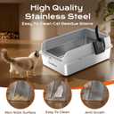 XXXL Stainless Steel Litter Box, 28.1'' Metal Cat Litter Box for Big Cats & Multi-Cat Homes, Low Entry, High Sides, Easy Clean