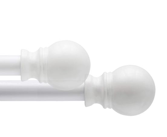 Kenney Decorative Rod Set 28-48 IN, White, Pack Of 1 