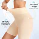 FRESBEIT Cooling Slip Shorts for Under Dress Women Anti Chafing Seamless High-Wasited Shapewear Short Workout Biker Shorts (Beige, XL)
