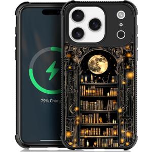 for iPhone 17 Pro Max Case,Gothic Bookshelf Dark Academia Literary DesignAll-Round Protection Shockproof Anti-Scratches TPU Cover,Cases for Woman Man