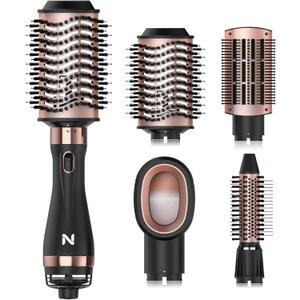 Hair Dryer Brush Blow Dryer Brush in One for Drying and Straightening, Volumizer Multi-Styler for All Hair Types, Frizz-Free Blowout Brush for Salon Quality (Black& Rose Gold)