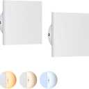 EDISHINE 2 Pack LED Outdoor Wall Lights Exterior/Interior, 3000K-5000K Dimmable Wall Sconce, Small Square Modern Exterior Lighting Fixtures, IP65 Waterproof Aluminum Outside Porch Light, White