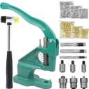 Hand Press Grommet Machine Tarp Grommet Tool Kit Heavy Duty Grommet Press with Punch Hole Tool,Rubber Hammer,3 Dies (#0#2#4),3000Pcs Sliver/Gold Grommets(1/4 3/8 1/2 inch) for Fabric Curtains Kit (Green)