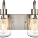 Modern Bathroom Vanity Light 4-Lights Lamp in Satin Nickel,Farmhouse Wall Light Fixture with Clear Glass Shades,Indoor Wall Lamp