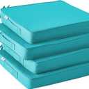 Outdoor Chair Cushions Set of 4,Waterproof Outdoor Seat Cushions for Patio Furniture,Patio Chair Cushion with Handle and Ties, Square Out Door Chair Pads,19" x 19" x 3", Teal