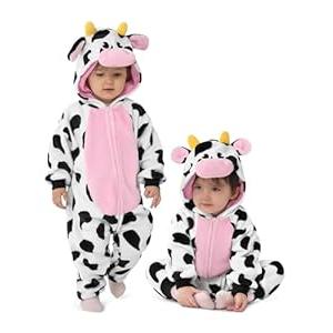 Spooktacular Creations Halloween Baby Cow Costume, Toddler Unisex Cow Jumpsuit, Hooded Romper Plush for Toddler Animal Dress Up