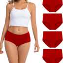 Women's Cotton Underwear Mid Waisted Brief Style Underpant (4 Pack)