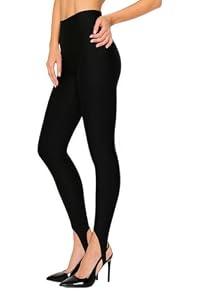 JJJ Fashion Yoga Terricot Hi Waist Stirrup Leggings-Made in USA (Small, Black)