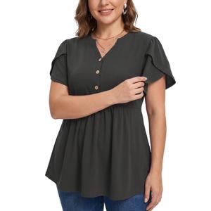 PLOKNRD Plus Size Tunic Tops for Women Casual Loose Fit Blouse Black 2X (Black, XXL)