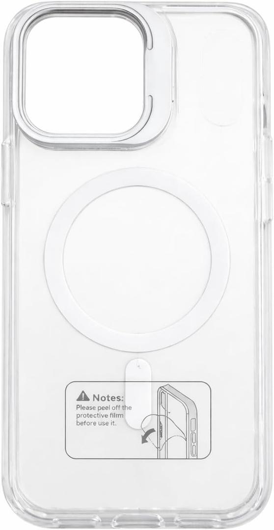 Clear Phone Case Compatible with iPhone 16 Pro Max with a Stand, Transparent Protective Cover (White)