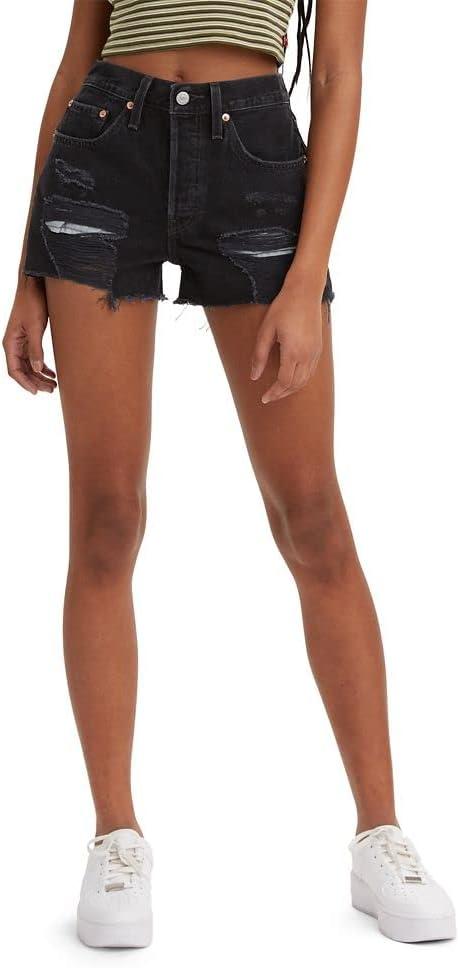 Levi's Women's 501 Original Shorts (34, (New) Black - Destructed)