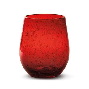 tag 16 oz. Single Bubble Glass Stemless Drinkware Red Dishwasher Safe Beverage Glassware For Dinner Party Wedding Restaurant Bar Red