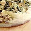 AOGU 24 Inch Faux Fur Christmas Tree Skirt White Plush Skirt for Merry Christmas Party Christmas Tree Decoration