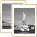 ENJOYBASICS 18x24 Picture Frame, Display Poster 16x20 with Mat or 18 x 24 Without Mat, Wall Gallery Photo Frames, Natural, 2 Pack