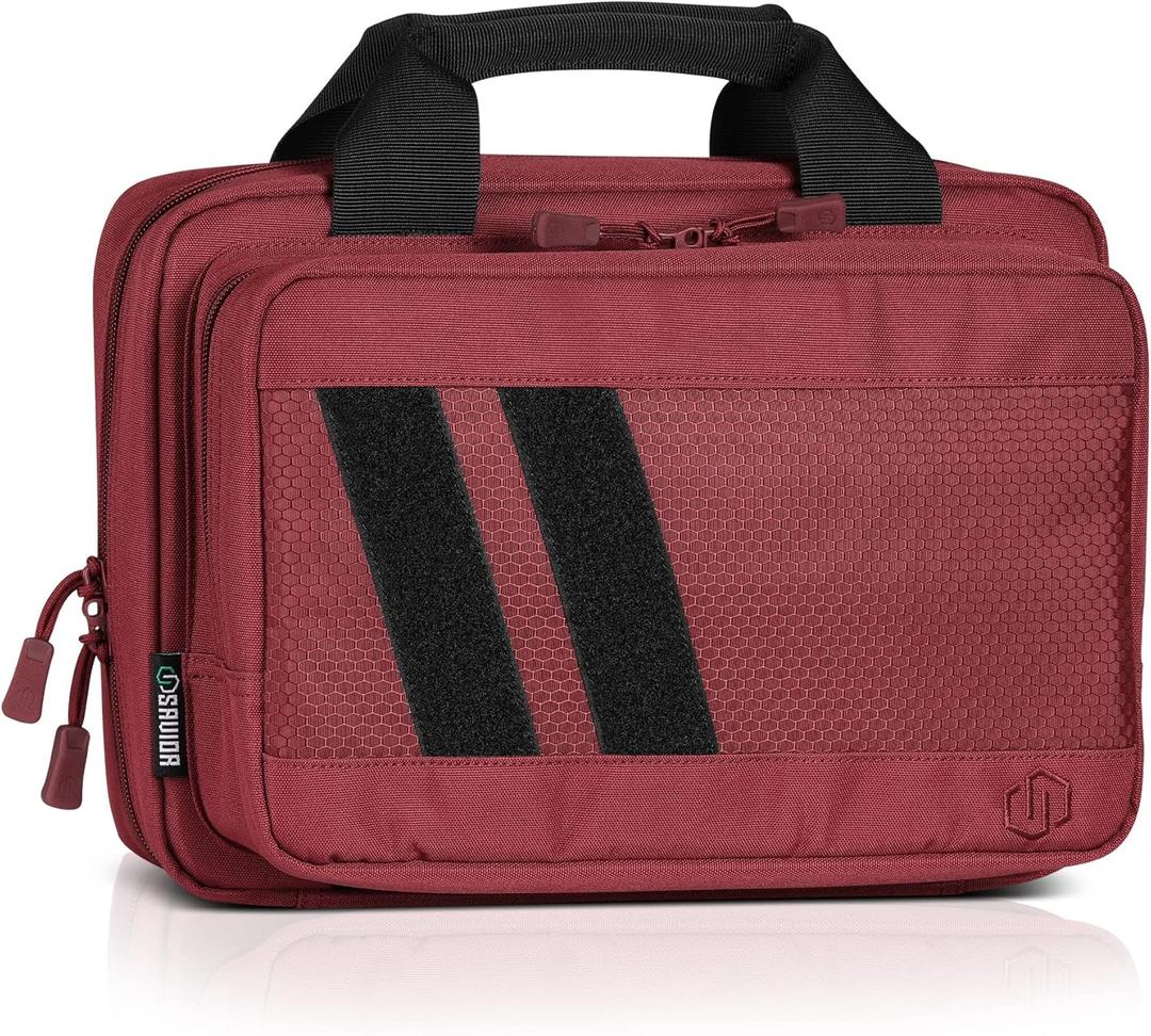 Savior Equipment Specialist Series Tactical Double Scoped Handgun Firearm Case Pistol Bag for Outdoor Hunting Shooting Range, Lockable Compartment, Additional Magazine Storage Slots