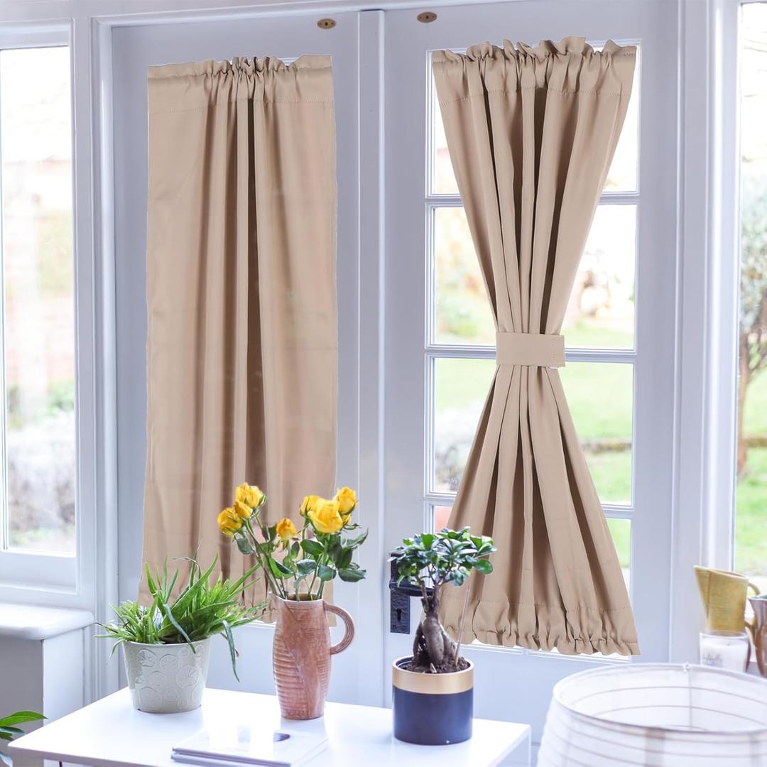 PATIKIL Short Tier Curtains, 19" x "42 Small Window Curtain, Waterproof Privacy Blackout Drapes for Bathroom Home Decor, 2 Panels, Brown