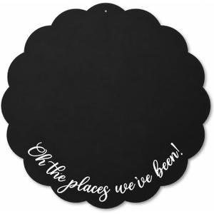 Hoteam Scalloped Round Magnetic Board, Personalized Travel Magnetic Boards for Photos & Keepsakes Display, Decorative Travel Memory Wall Art, Heavy-Duty Metal Panel Gift for Travelers(24 Inch)