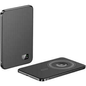 Magnetic Portable Charger, 5,000mAh Wireless Portable Charger with LED Display, Battery Pack, Compatible with iPhone iPhone 16 Pro Max/16 Pro/16, iPhone 15/14/13/12 Series(Black)