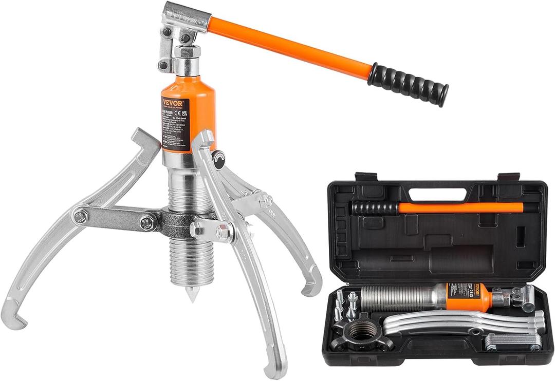 VEVOR Hydraulic Gear Puller, 15 Ton Max Capacity Wheel Bearing Pulling Separator, 2 or 3 Jaws Puller, Vertically and Horizontally, 12" Jaw Hydraulic Puller with Case for Pulling Hubs