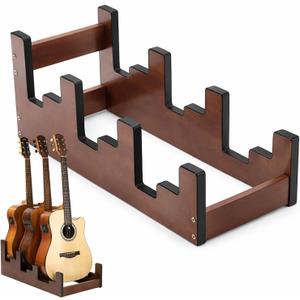 Geetery Wooden Guitar Stand 3-holder for Multiple Guitars Wood Guitar Display Rack Space-saving for Home, Studio, Stage