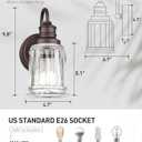 Rustic Wall Sconces Set of Two, HWH Farmhouse Vanity Wall Sconces for Bathroom, 1-Light Wall Sconce Light Fixtures Indoor Wall Lamps for Bedroom, Oil Rubbed Bronze Finish, 5HZG106B-2 ORB