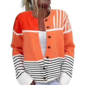 Women's Funny Fall Winter Animal Floral Christmas Tree Long Sleeve Button Knit Cardigan Sweater Size M