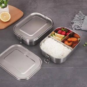 Stainless Steel Lunch Box - Food Storage Container with Removable Divider - Leak-proof Thanks to Silicone Seal - Storage Box 1100 ml - Camping/Picnic (Pack of 1-1100 ml)