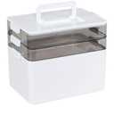 3-Tier Plastic First Aid Box, Large Medicine Storage Box, Emergency Medicine Box, White
