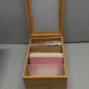 4x6 Index Card Holder with Dividers Bamboo Index Card Organizer Box 4 Compartments Flash Cards Holder with Lid 150 Index Flash Cards 25 Index Cards Dividers 2 Letter Smile Stickers for Office Business