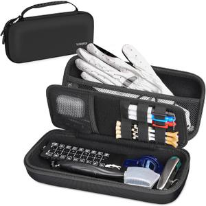 YOREPEK Golf Glove Holder with Removable Glove Shaper, Protective Hard Shell Golf Accessories Case Bag with 2 Dividers Fits Balls, Tees, Markers, Cool Gifts for Golfers (Black Small)