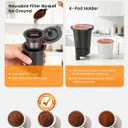 Hot & Iced Single Serve Coffee Maker for K Pod and Grounds, 6-14 Oz Brew Sizes, 50oz Removable Tank, Single Cup Coffee Maker with Descaling Reminder, Stainless Steel, Black