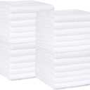 Amazon Basics Fast Drying Cotton Washcloths for Bathroom, Machine Washable, Soft and Highly Absorbent, 12 x 12 in, White, 24-Pack
