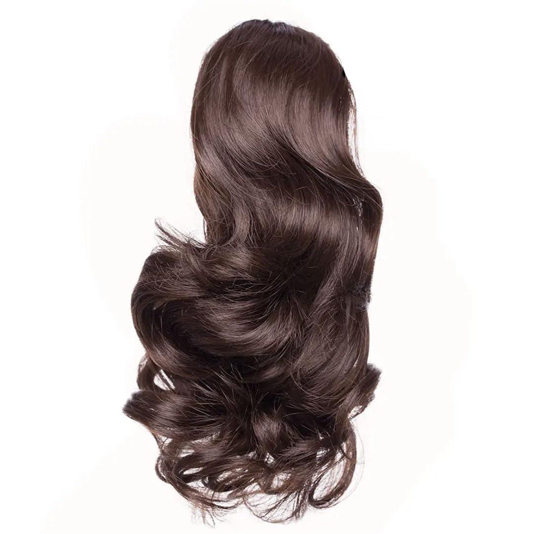 12Inch Clip In Ponytailtail Hair Extension Wig Straight Kinky Curly Long Synthetic Wrap Around Fake Ponytail Tail Hairpiece (medium brown)