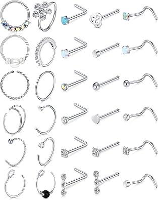 Longita 18g 20g Clear Nose Studs Clear Nose Rings for Work Plastic Earring Piercing Retainers for Surgery Sport School Small Bioflex Invisible Ear Stud 16g Tragus Cartilage Labret Lip Piercing Spacers