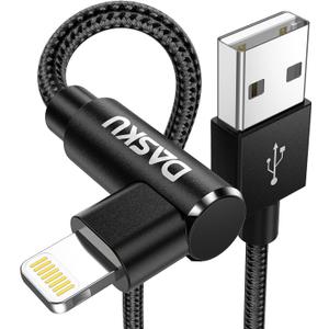 90 Degree iPhone Charging Cable 2Pack 10ft Right Angle Nylon Braided Lightning Charger Cord Compatible with iPhone 14 13 12 11 Pro Max XS XR X 8 7 6 5 Plus iPadBlack
