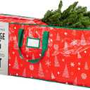 Christmas Tree Storage Bag - Stores 9 Foot Artificial Xmas Holiday Tree, Durable Waterproof Material, Zippered Bag, Carry Handles - Protects Against Dust, Insects and Moisture (Red Printed)
