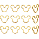12pcs Creative Key Ring Keychain Mouse Shape Golden Metal Flat Split Key Holder Chains Rings Crafts DIY for Home Car Tag Office Organization Lanyards Keys Attachment Gift