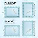 3 Pack 4 x 6inch Blue Picture Frame with Mat for 3.5 x 5inch Wavy Edge Wooden Real Glass Photo Frame Decorative Fun Cute Picture Frames for Tabletop and Wall Hanging Home Decor Gift