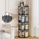 4 Tier Rotating Bookshelf Tower, 360 Display Round Bookcase, Floor Standing Corner Revolving Bookshelf Organizer Storage Rack for Small Spaces, Home Study Office, Black